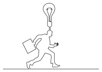 continuous line drawing businessman running with idea PNG image with transparent background
