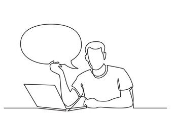 continuous line drawing man holding his opinion PNG image with transparent background