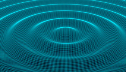 Blueprint style line- art  ripple effect. Vector abstract   futuristic concept background with with concentric waves.