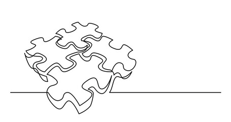 continuous line drawing of several 3D puzzle pieces connected together PNG image with transparent background