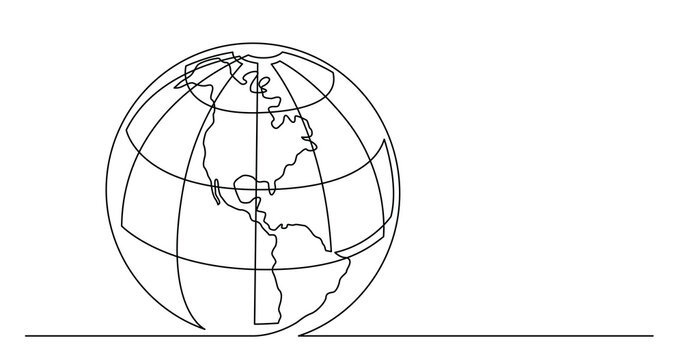 continuous line drawing of world planet earth PNG image with transparent background
