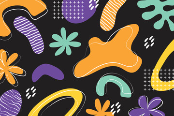 Hand drawn abstract shape background with colorful design