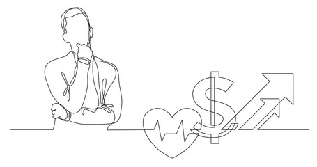 man thinking about skyrocketing health cost PNG image with transparent background
