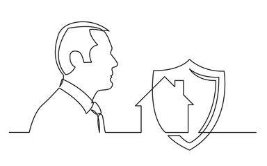 profile portrait of businessman thinking about home security PNG image with transparent background