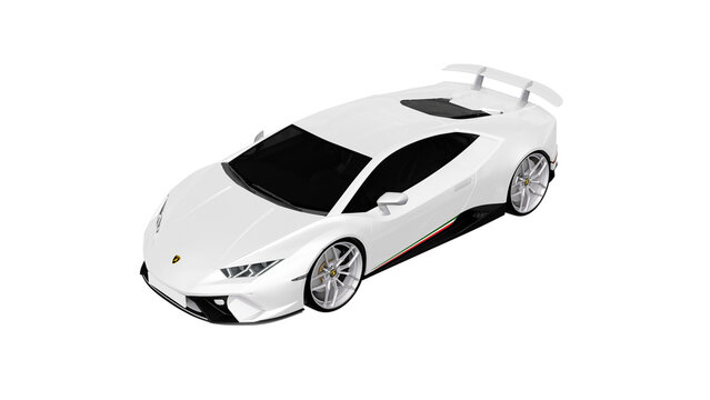 White Lamborghini Huracan Performant Sports Car Isolated On White, PNG TRANSPARENT