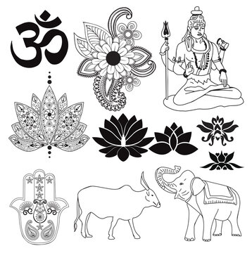 India symbols set.