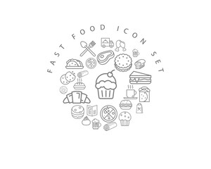 fast food icon set desing.