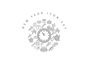 NEW YEAR ICON SET DESIGN.