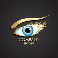 blue eye golden logo / vector illustration