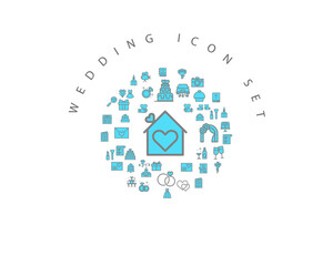 wedding icon set desing.