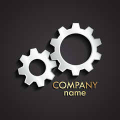 3d silver gears logo