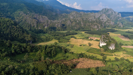 Aerial view of  Phu Lanka National Park Phayao province north of Thailand