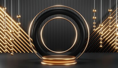 3D rendering of backdrop black podium background for black friday products