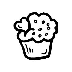 Cupcake cakes cheesecakes with cream and hearts decor vector