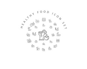 healthy food icon set desing.