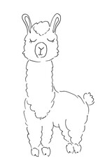 Doodle Sketch of llama. Minimalistic kids style