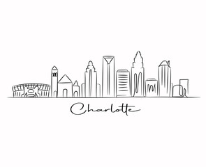 charlotte skyline outline  doodle line art