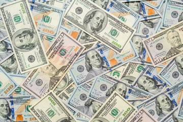 Money pile dollar bills background