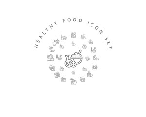 healthy food icon set desing.