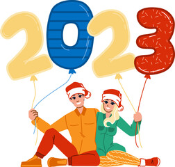 family new year vector. happy christmas, celebration holiday, fun home, smiling party, night lifestyle family new year character. people flat cartoon illustration