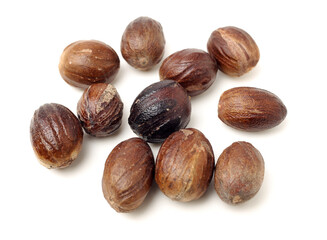 nutmeg fruits isolated on a white background