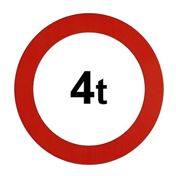 Illustration des Stra&szlig;enverkehrszeichens "Maximal zul&auml;ssiges Gesamtgewicht 4t"	