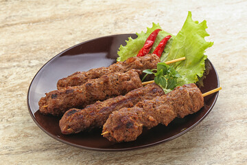 Beef kebab skewer minced meat