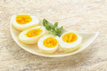 Boiled chicken egg for breakfast