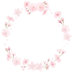 桜の花束の丸枠　透過素材