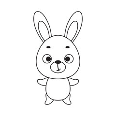 Coloring page cute little hare. Coloring book for kids. Educational activity for preschool years kids and toddlers with cute animal. Vector stock illustration