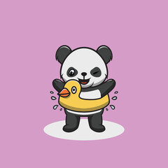 Cute panda with duck floater