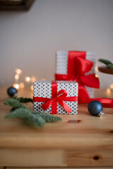 Christmas gifts on the table