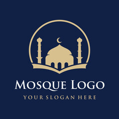 Unique,modern and creative luxury mosque Logo Template with monogram.Logo for islamic,ramadan,company.