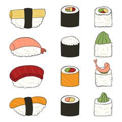 Sushi set. vector illustration on a white background