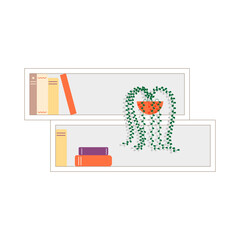 Vector illustration a bookshelf in flat style