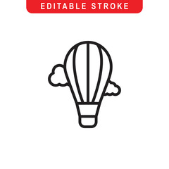 Air Ballon Outline Icon. Air Ballon Line Art Logo. Vector Illustration. Isolated on White Background. Editable Stroke