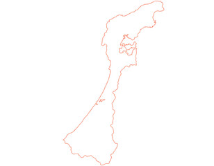 石川県　地図　赤　白　イラスト