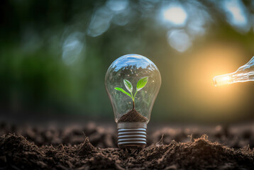 Light Bulb With Plant Inside - Bright Idea, Generative AI