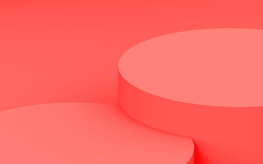 Abstract 3d pink color cylinder podium minimal studio background.