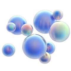 Abstract 3d object  metal balls pastel gradient color background.
