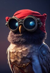 Portrait of a funny  Pirate Owl . Generative AI