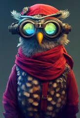 Portrait of a funny  Pirate Owl. Generative AI