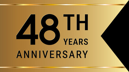 48th Anniversary. Anniversary template design with golden text and ribbon for birthday celebration event. Vector Template Illustration