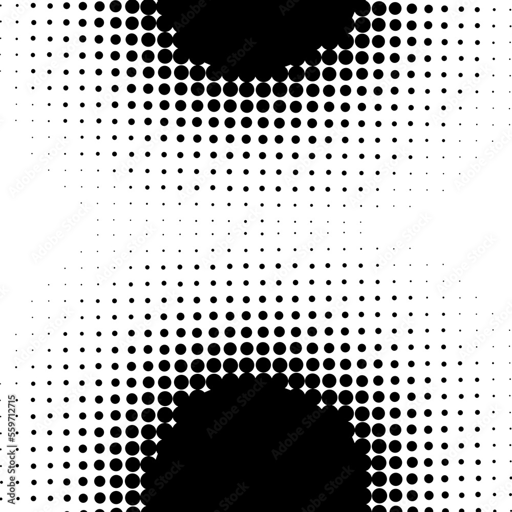 Poster Halftone abstract black dots design element isolated on a white background.