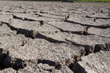 dry land in the dry season Drought, ground cracks, no hot water. Lack of humidity effect from global cracked soil in drought abstract nature background with cracked soil