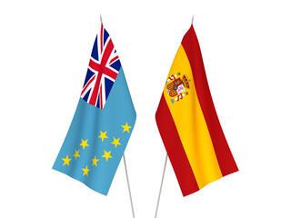 Spain and Tuvalu flags