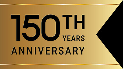 150th Anniversary. Anniversary template design with golden text and ribbon for birthday celebration event. Vector Template Illustration