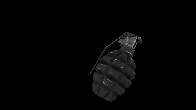 Hand Grenade Transparent Alpha Video 3D Animation