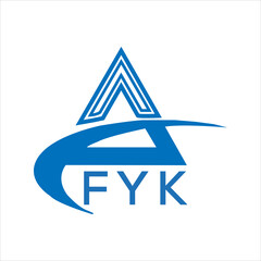 FYK letter logo. FYK blue image on white background. FYK Monogram logo design for entrepreneur and business. FYK best icon.
