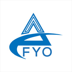 FYO letter logo. FYO blue image on white background. FYO Monogram logo design for entrepreneur and business. FYO best icon.
